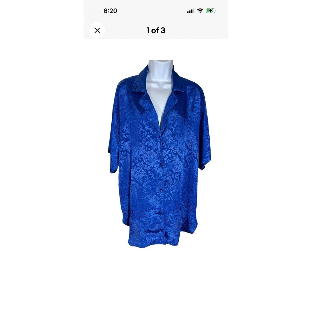 Victoria's Secret Vintage Nightshirt Nighty Button Down Size M/L Royal Blue